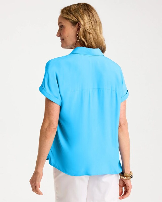 Faux Silk Henley Top - image 3